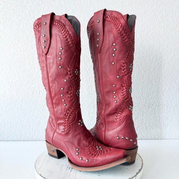 Lane boots Shoes - Lane COSSETTE Red Cowboy Boots Womens 9 Western Cowgirl Mid Calf Tall Snip Toe